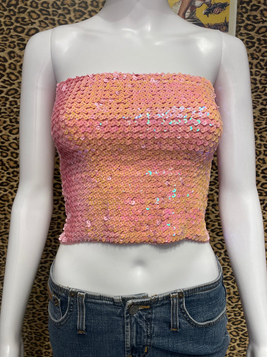 1990’s Pink Sequin Knit Tube Top