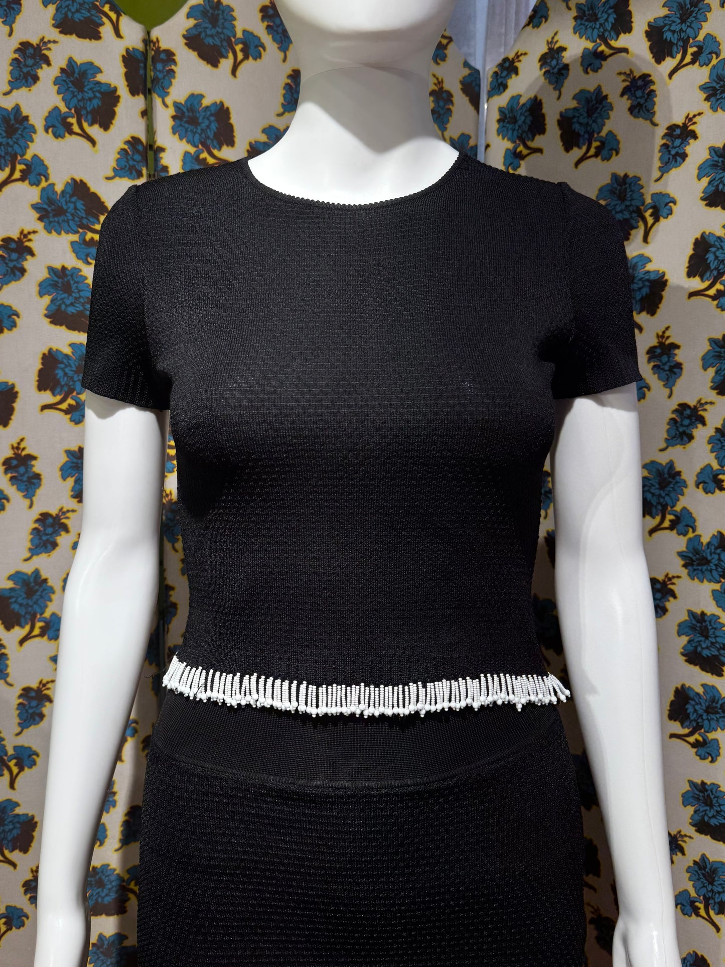John Galliano 2001 Knit Beaded Skirt Set