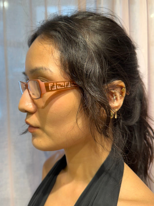 Fendi Brown and Pink Logo Eyeglasses