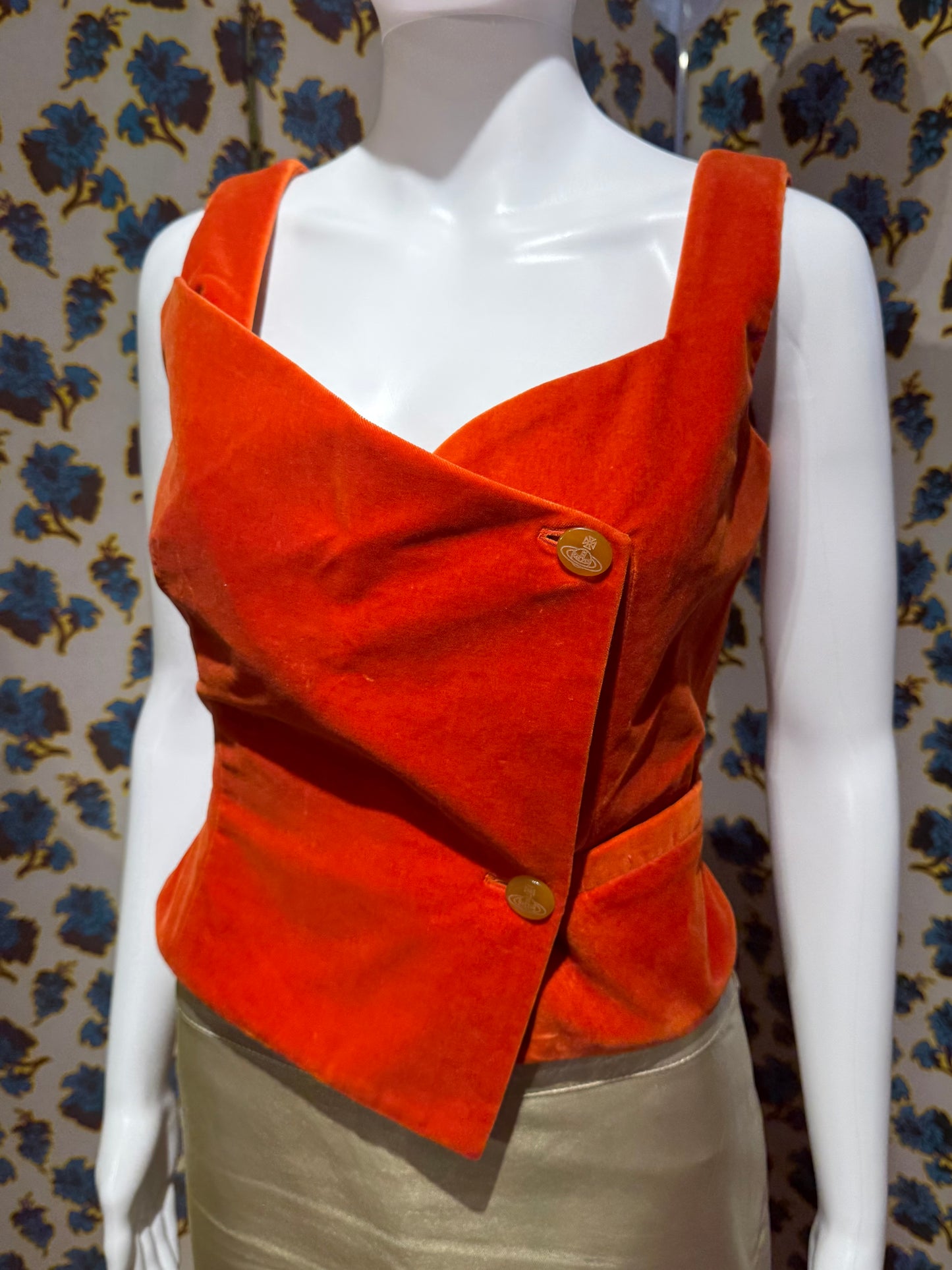 Vivienne Westwood Red Label 2002 Orange Velvet Bustier