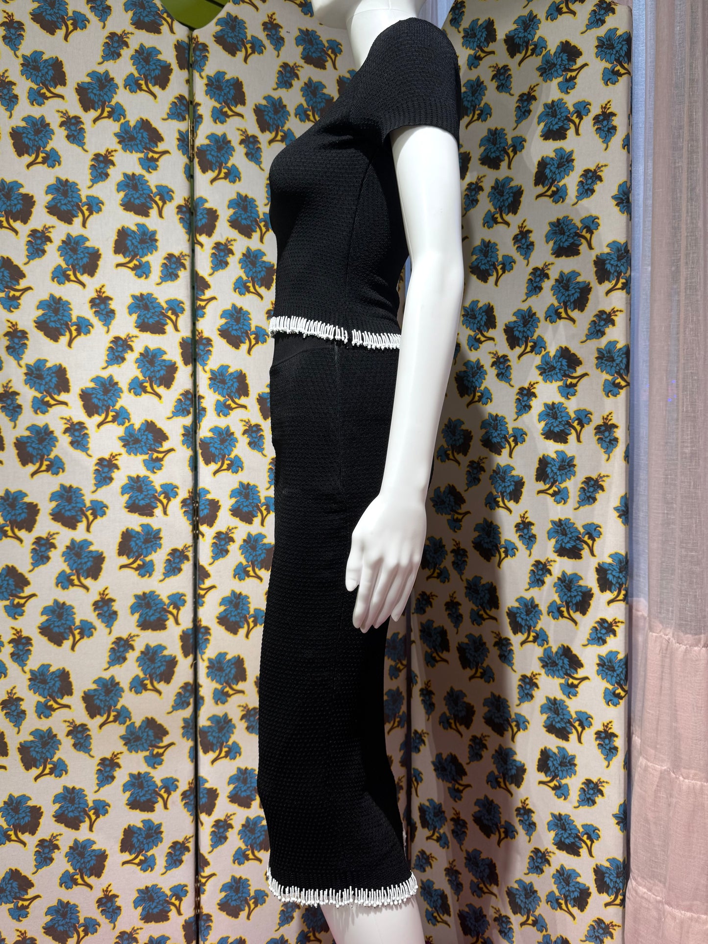 John Galliano 2001 Knit Beaded Skirt Set