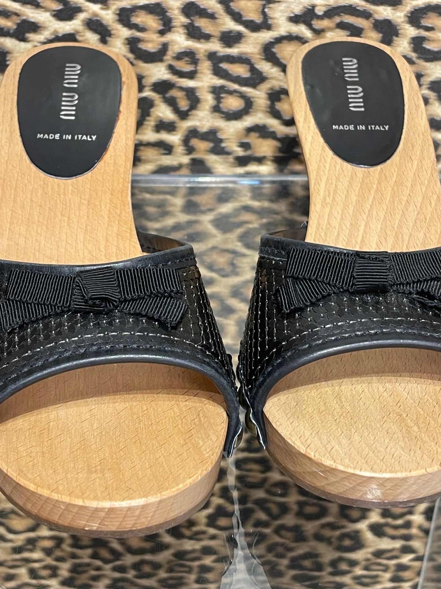 Miu Miu Sequin Clogs 38.5