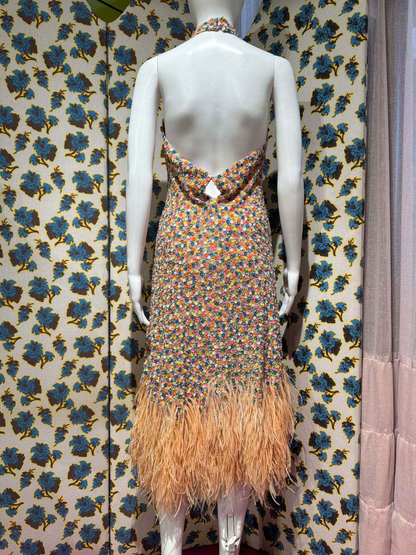 Tuleh S/S 2001 Sequin Ostrich Feather Dress
