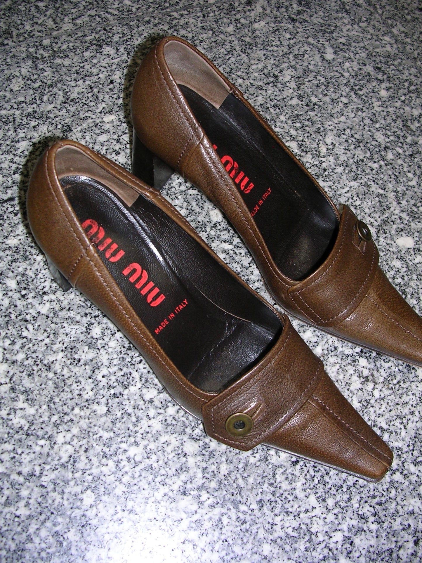 Miu Miu Brown Button Pumps 37.5