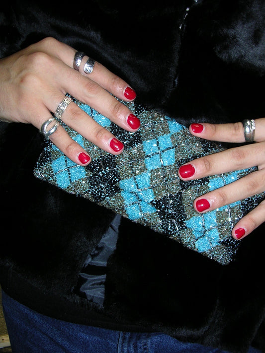 Argyle Beaded Clutch