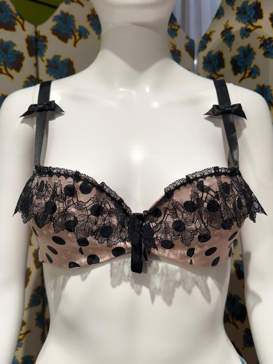 Chantal Thomass Pink and Black Polka Dot Bra
