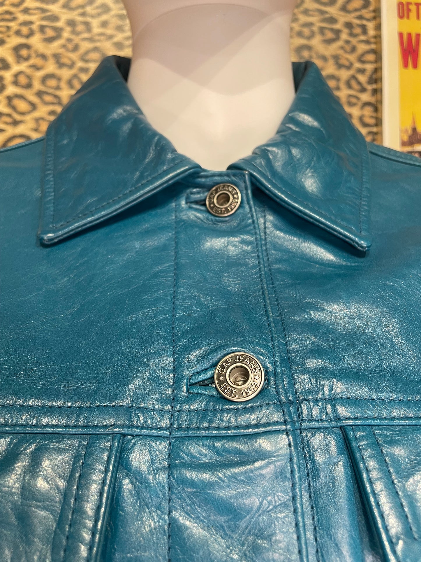 GAP Teal Leather Jacket