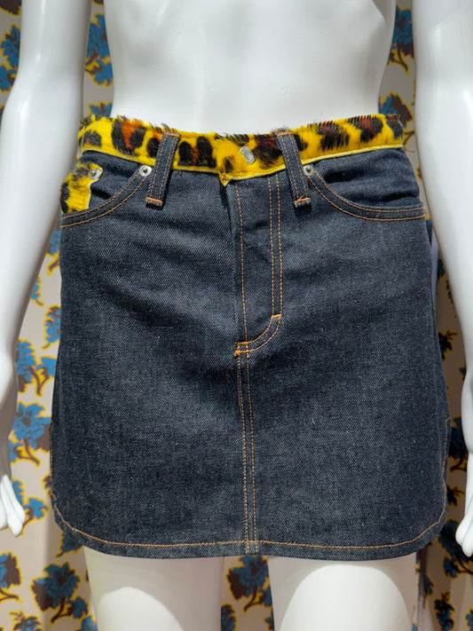 D&G Ponyhair Denim Mini Skirt