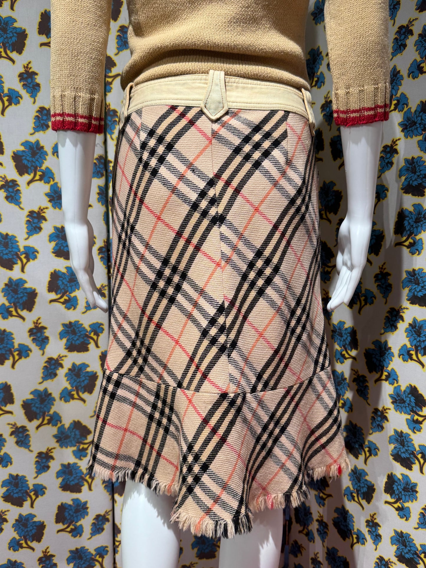 Burberry Blue Label Denim Waistband Plaid Skirt