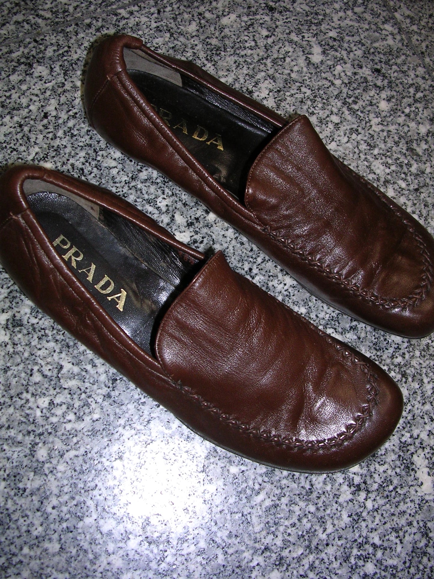 Prada Brown Whip Stitch Loafers 38.5