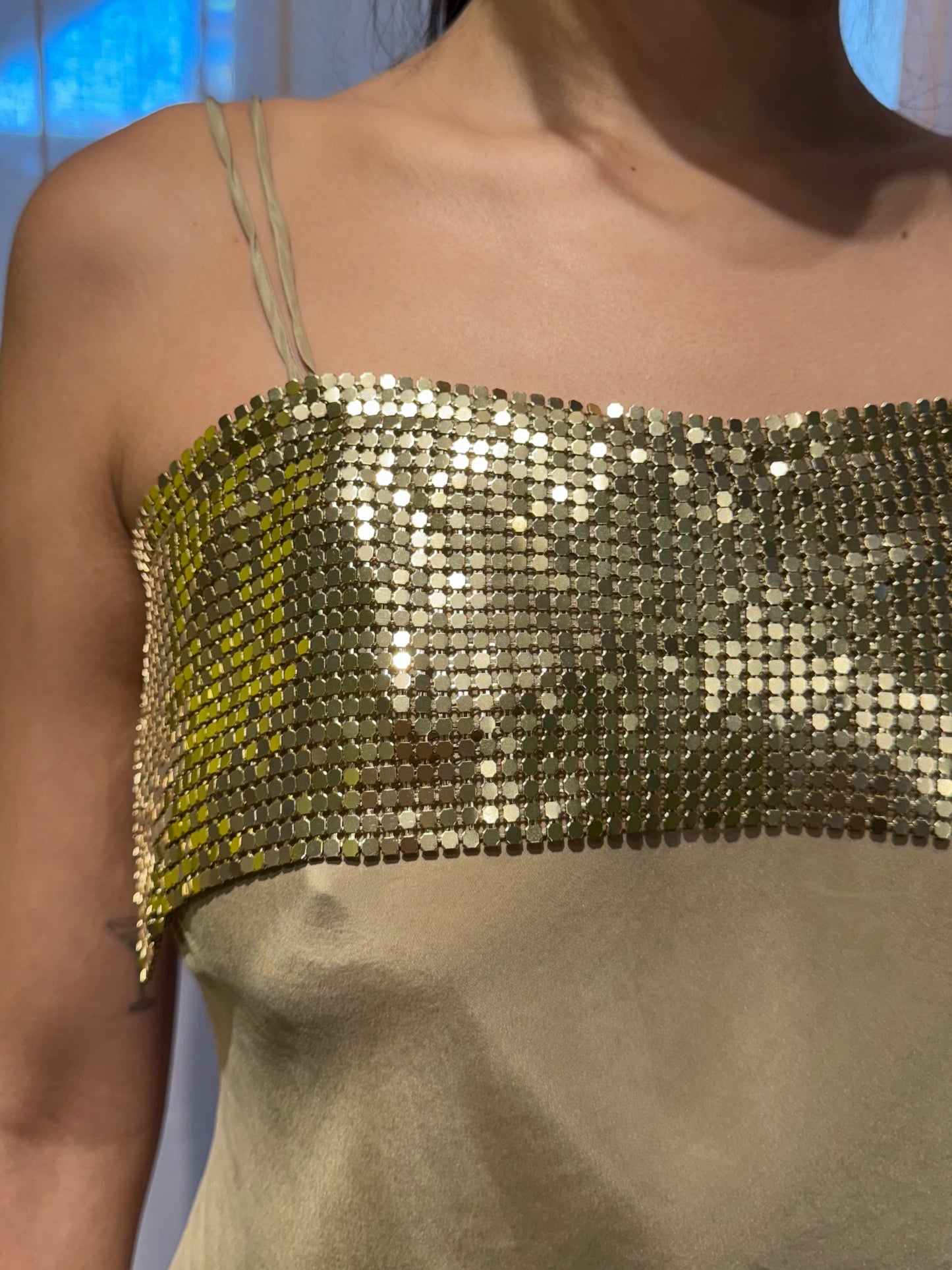 Emporio Armani Gold Silk and Chainmail Cami