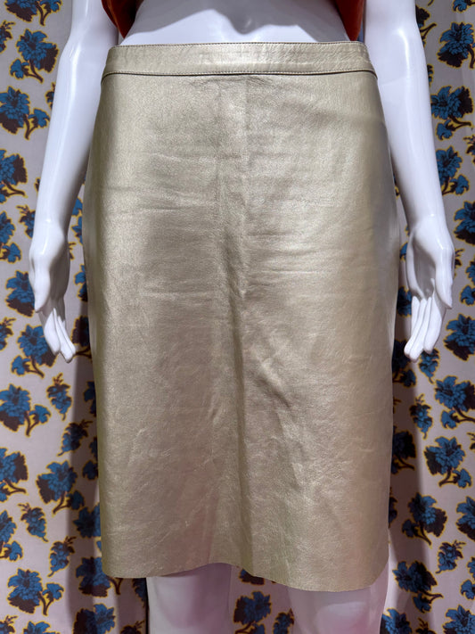 Miu Miu S/S 2000 Gold Leather Skirt