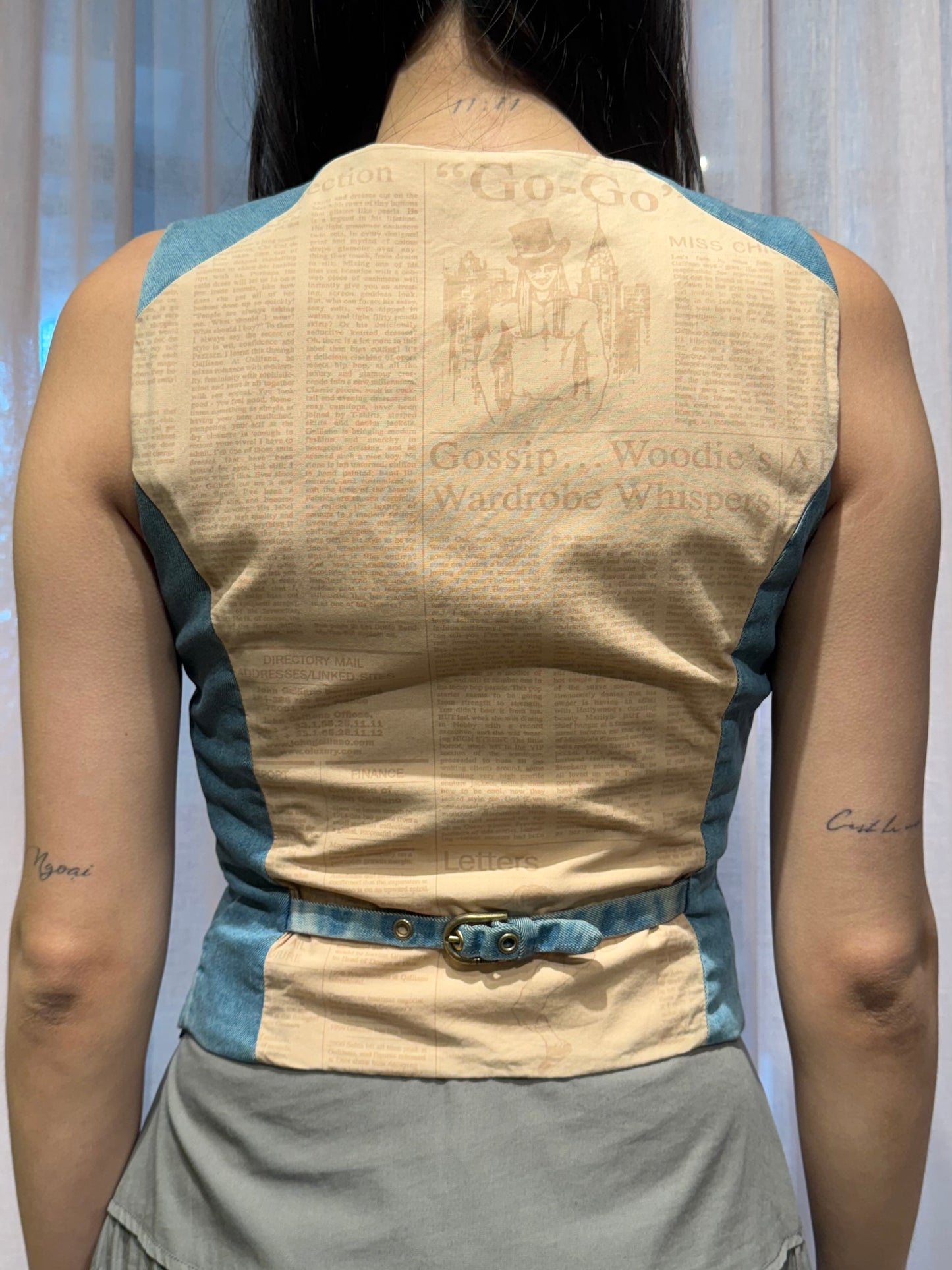 Galliano Denim Newsprint Waistcoat