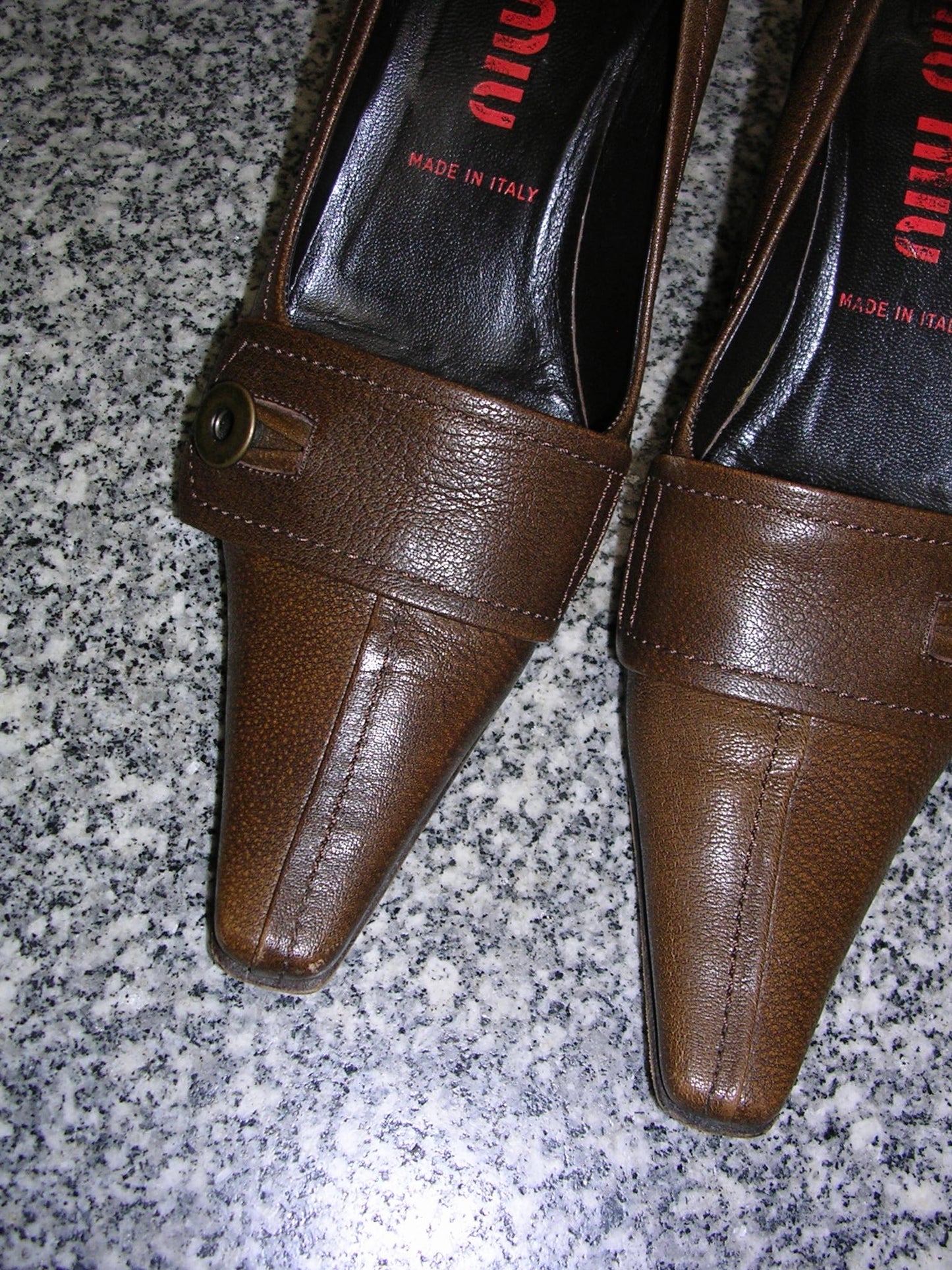 Miu Miu Brown Button Pumps 37.5
