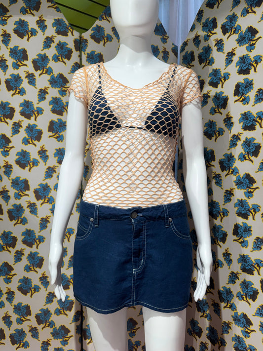 JPG Jeans Nude Fishnet and Denim Dress