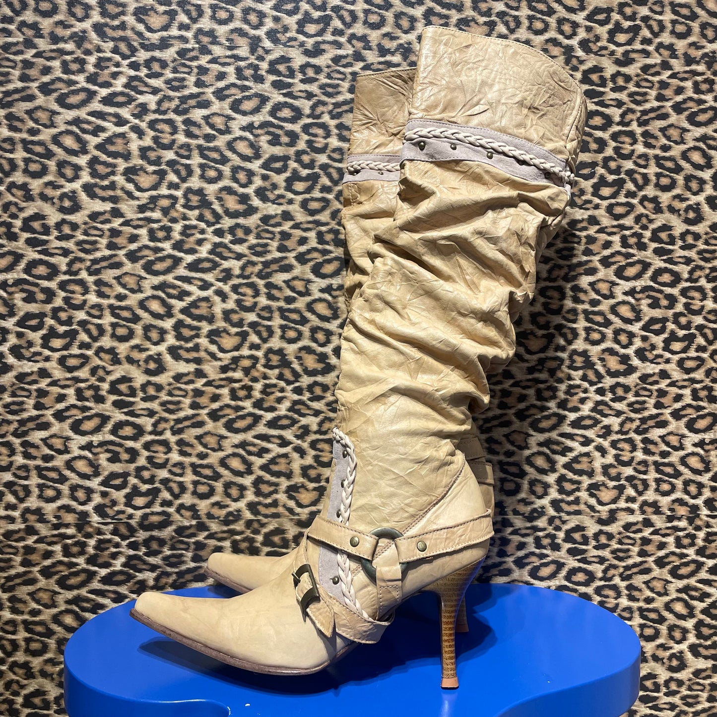 Y2K Slouchy Leather Boots 38