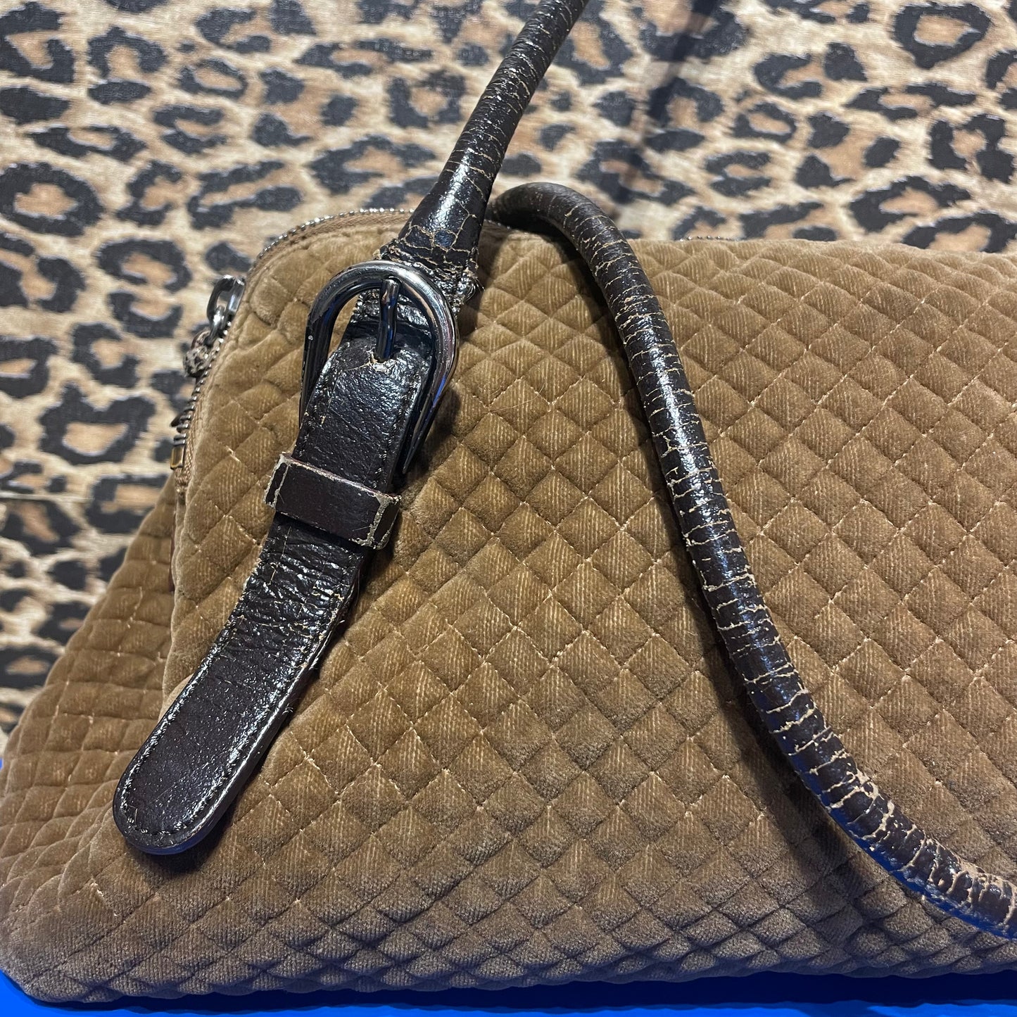 Miu Miu F/W 2001 Cracked Leather and Velvet Bag