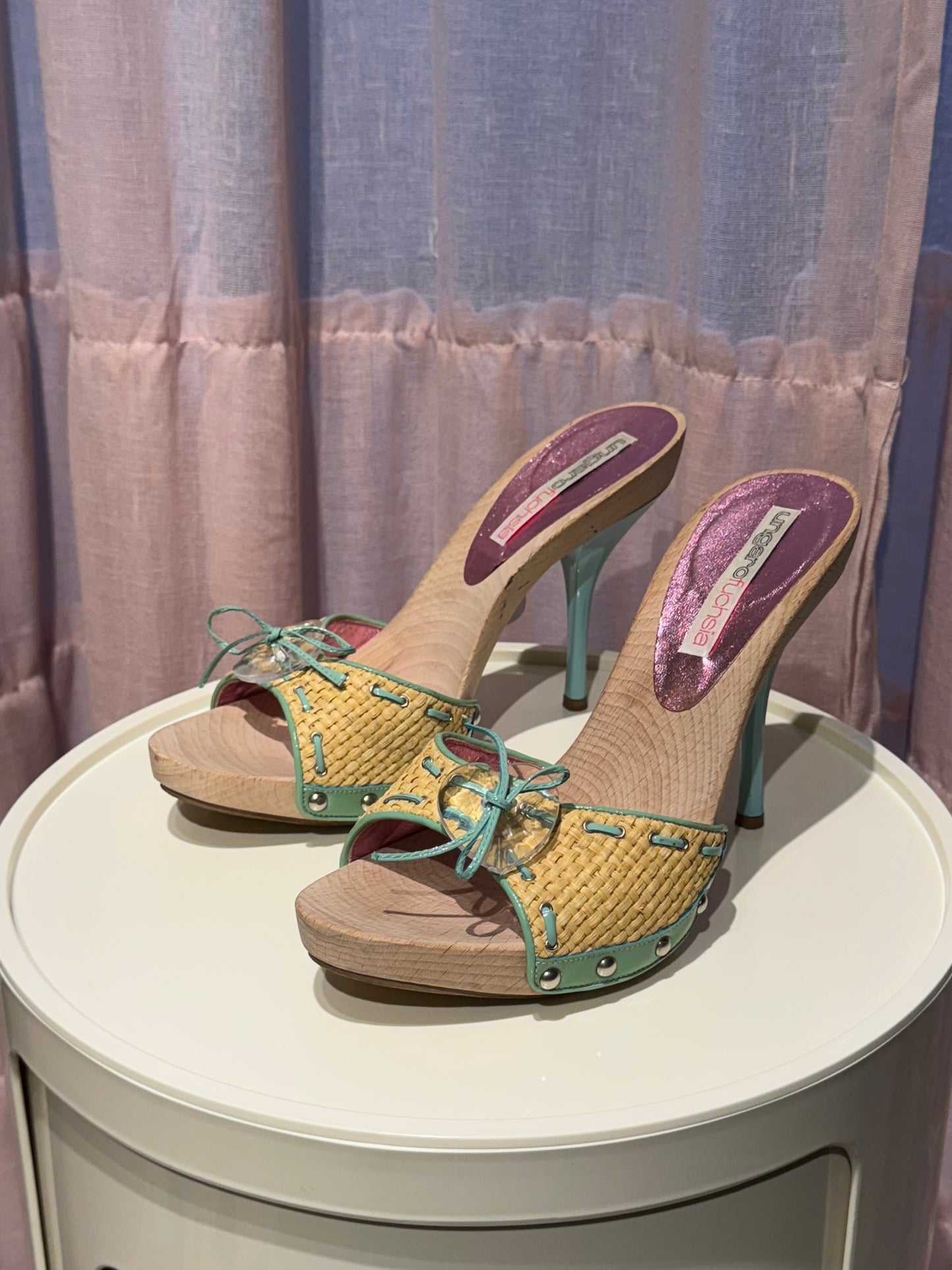 Ungaro Fuschia Wooden Mules 7.5