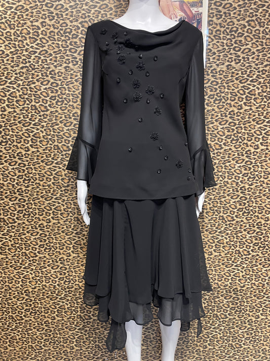 1990’s Black Beaded Skirt Set