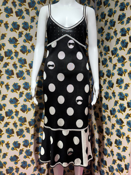 John Galliano 2003 Black and White Polka Dot Dress
