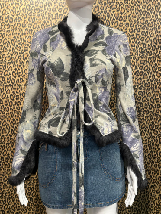 Lorena Conti Floral Fur Cardigan