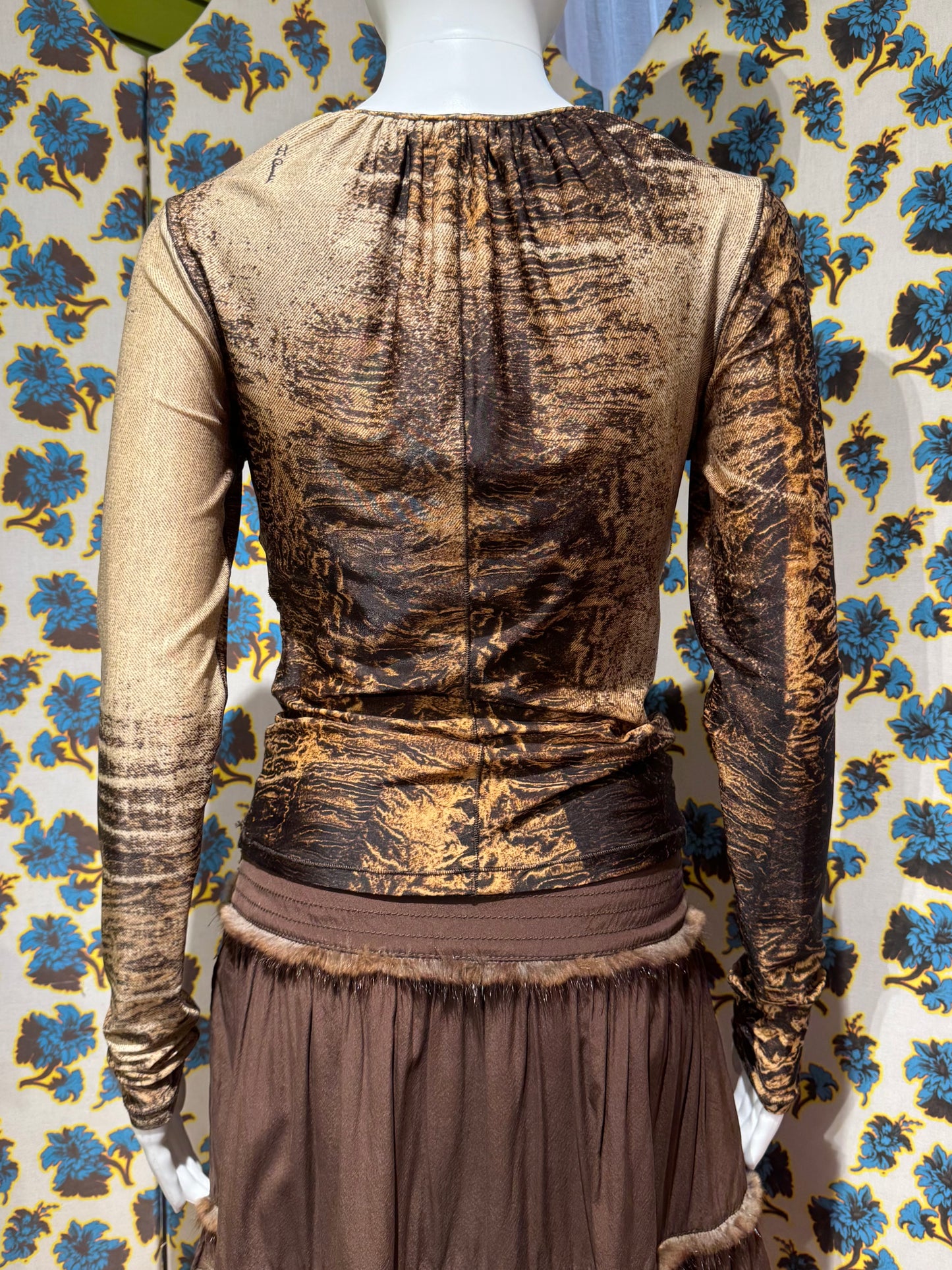 Roberto Cavalli F/W 2002 Brown Neck Tie Top