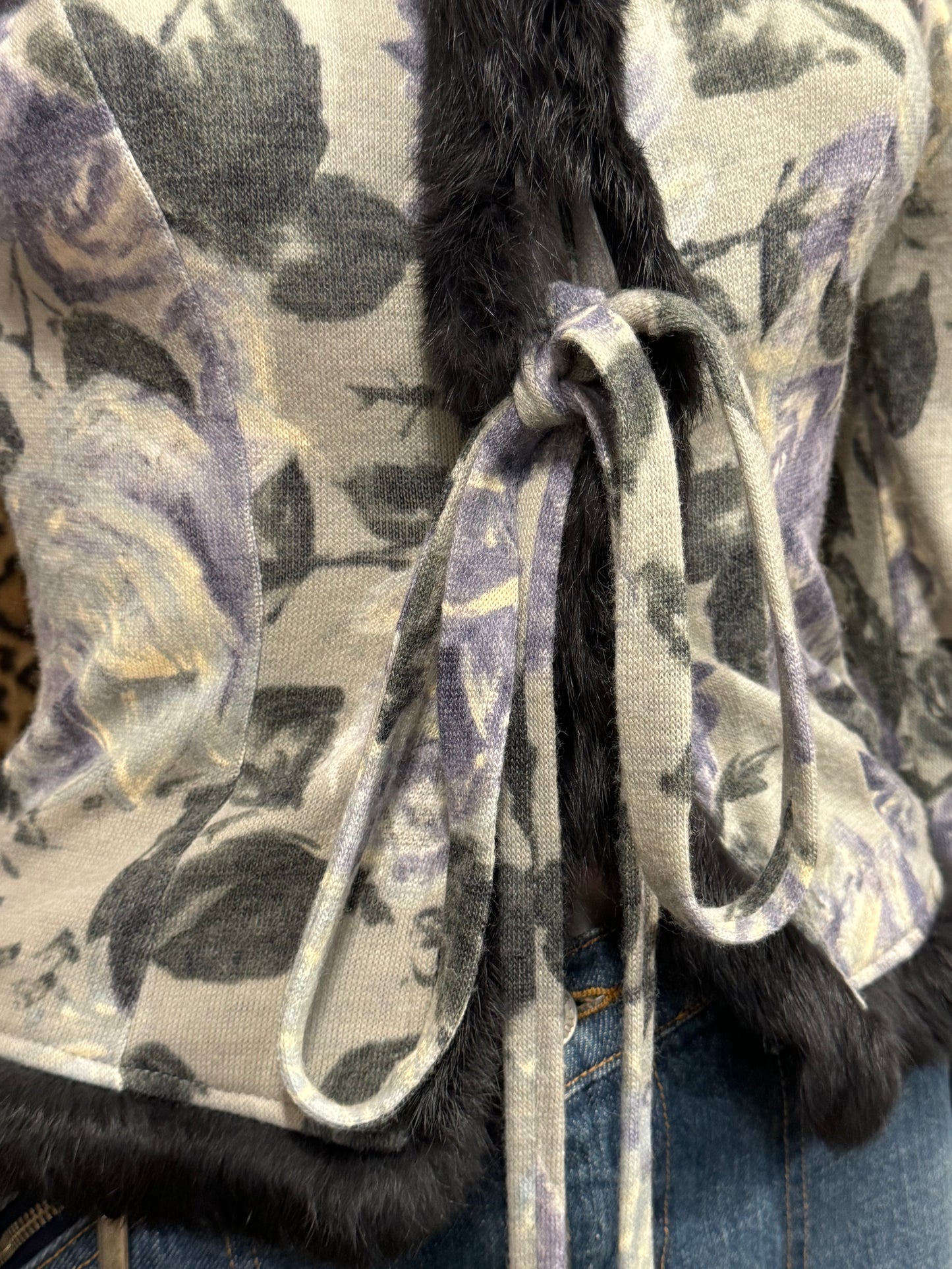 Lorena Conti Floral Fur Cardigan
