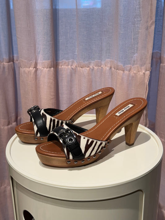 Miu Miu Pony Hair Mules 37.5