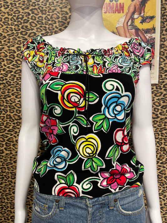 Blumarine Milkmaid Floral Top