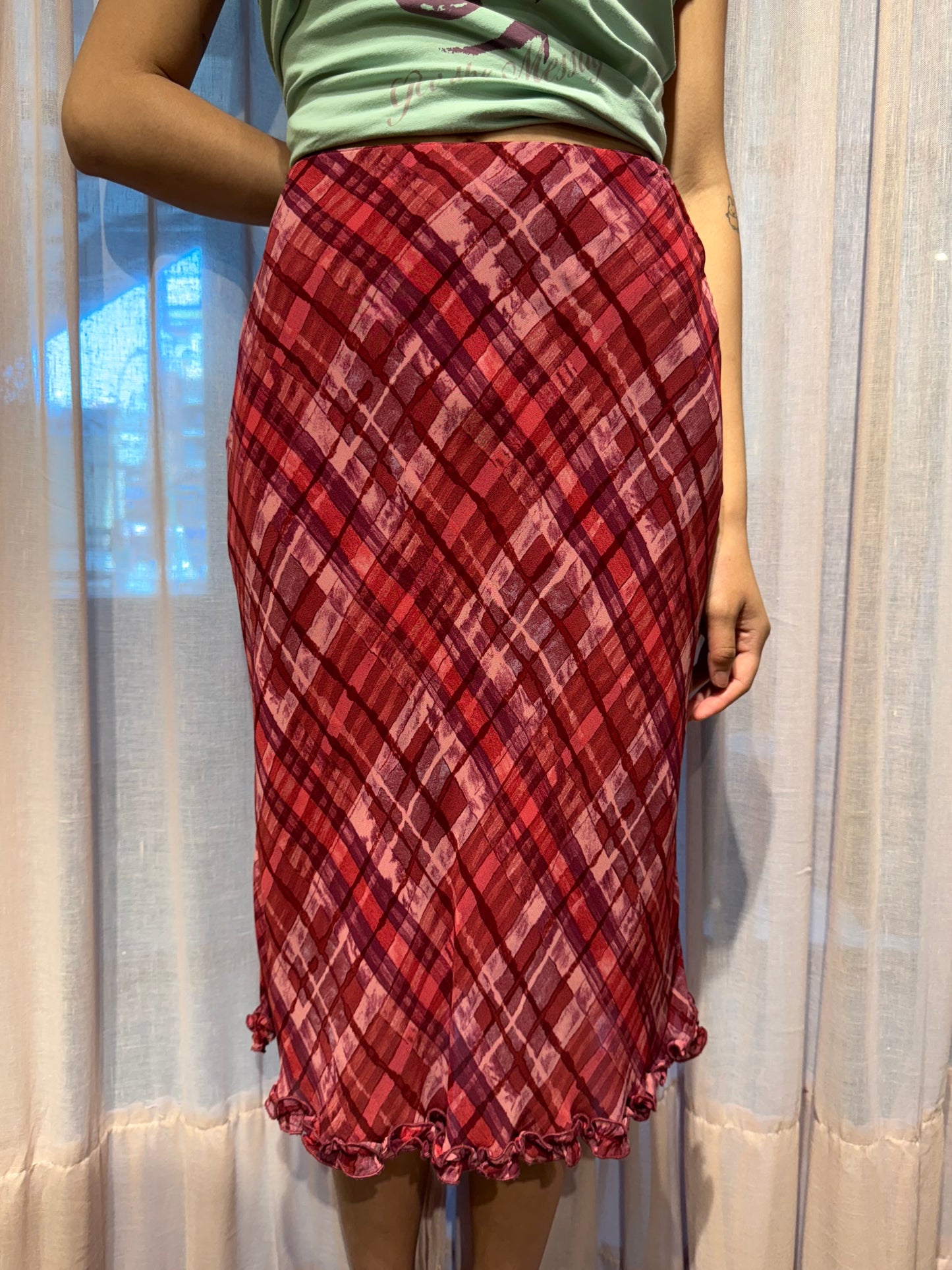 Blugirl Magenta Plaid Skirt
