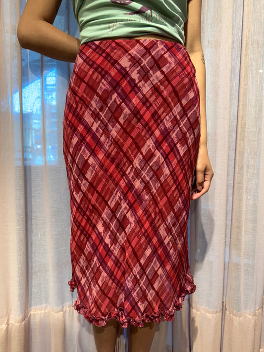 Blugirl Magenta Plaid Skirt