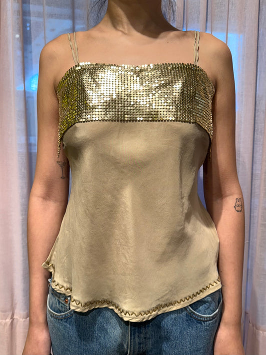 Emporio Armani Gold Silk and Chainmail Cami
