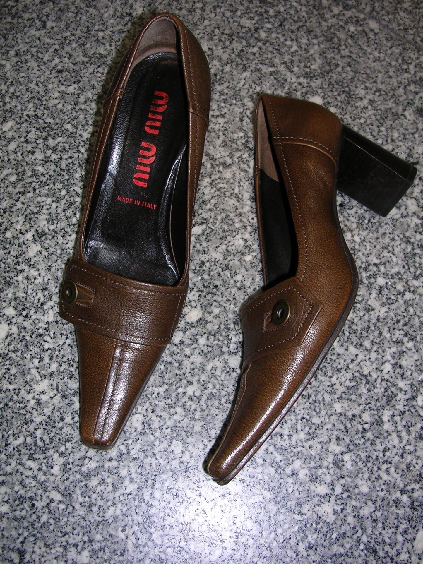 Miu Miu Brown Button Pumps 37.5