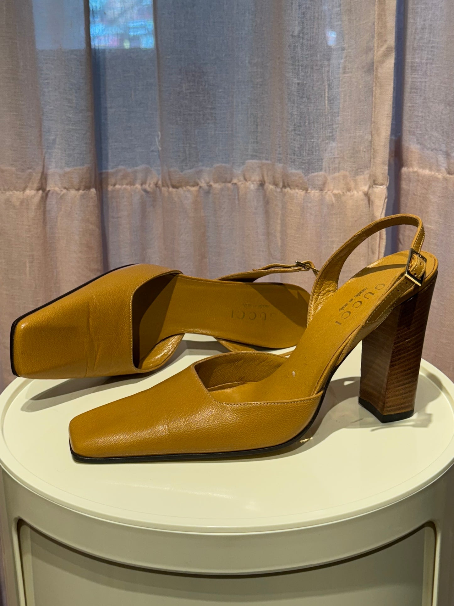 Gucci Tan Square Toe Pumps 7