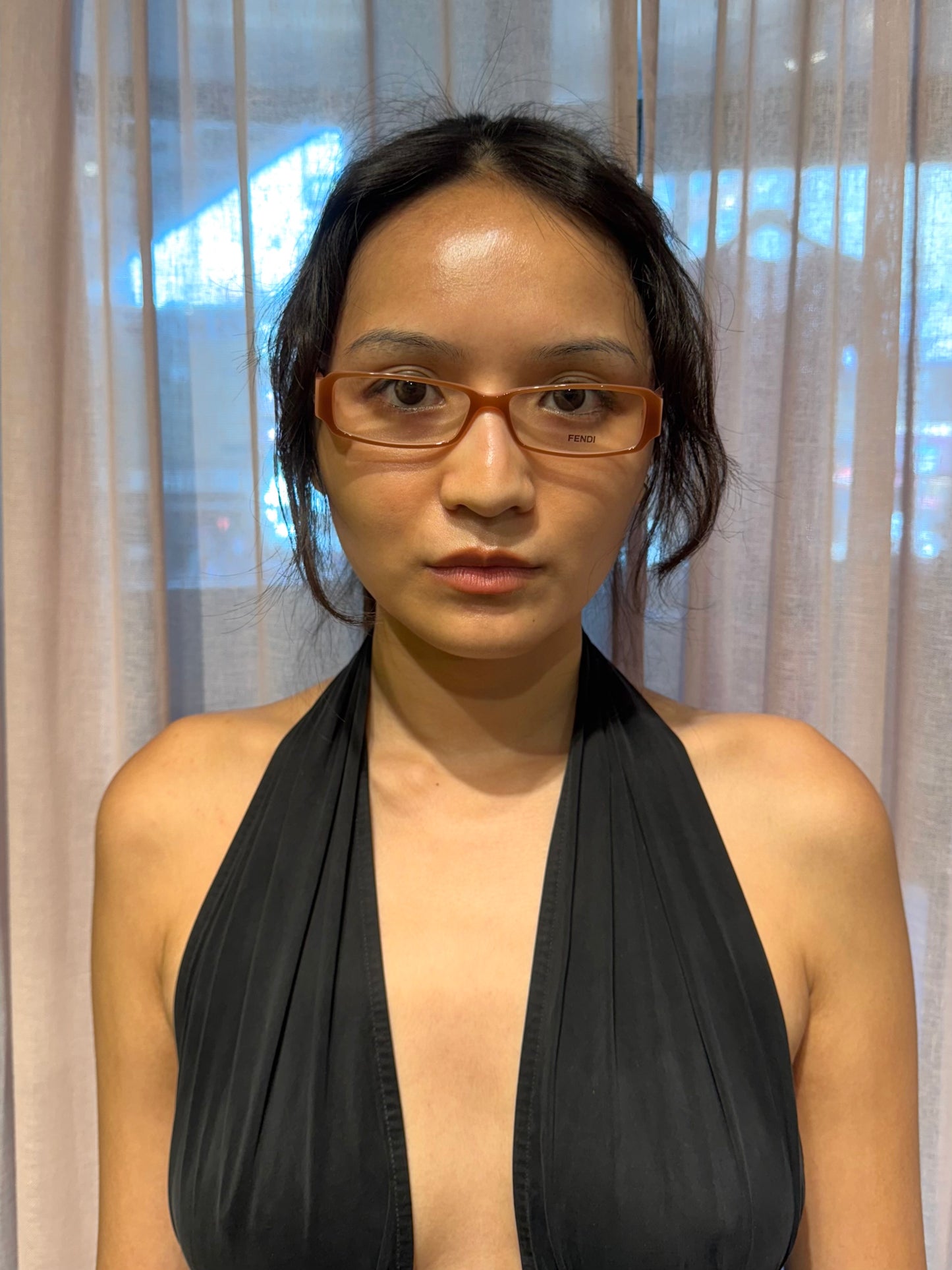 Fendi Brown and Pink Logo Eyeglasses