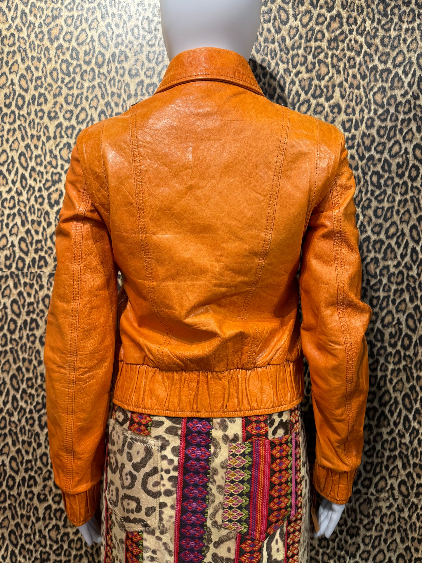 Patrizia Pepe Orange Leather Jacket