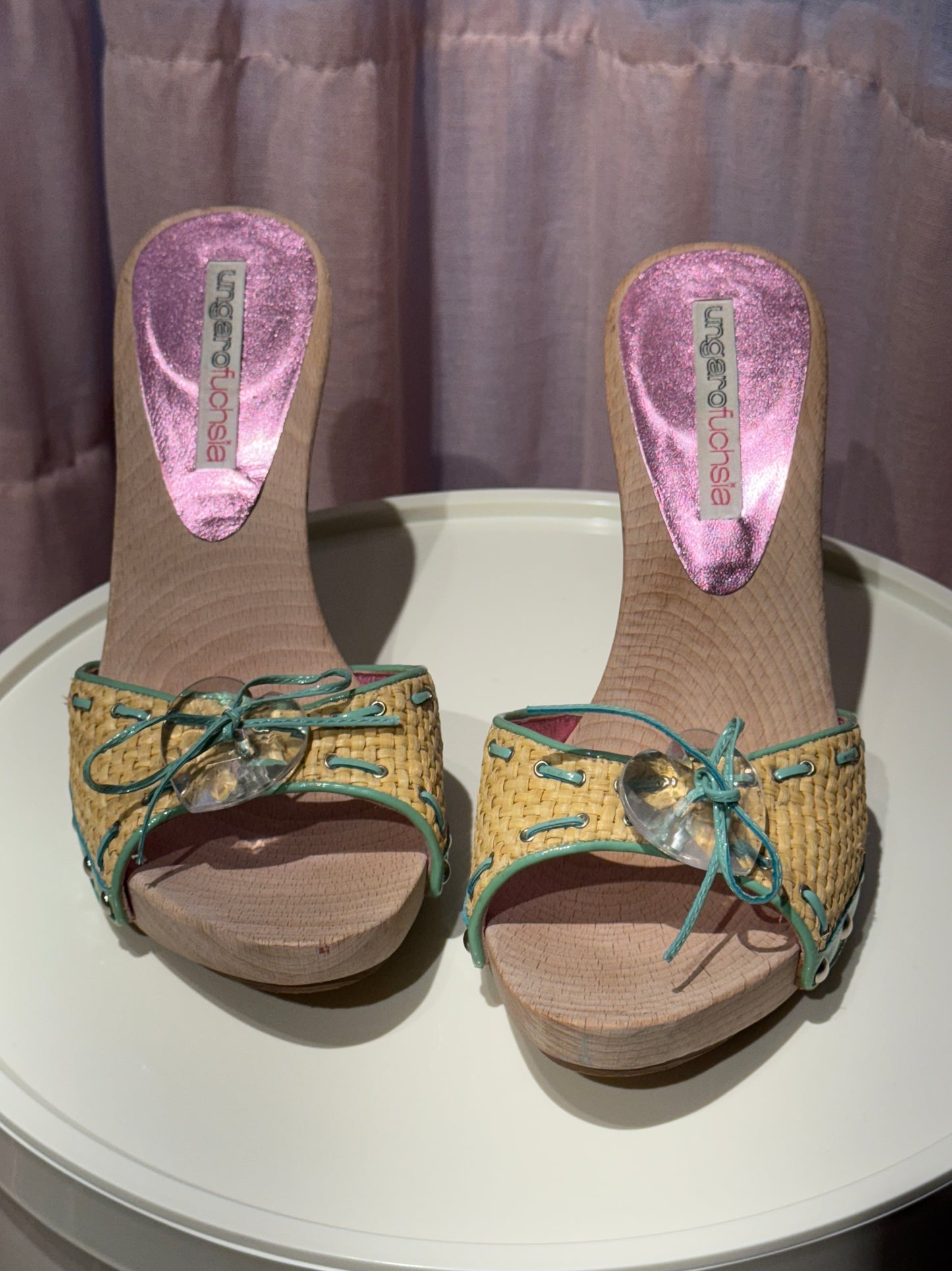 Ungaro Fuschia Wooden Mules 7.5