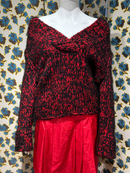 Dolce & Gabbana F/W 2001 Red V-Neck Sweater