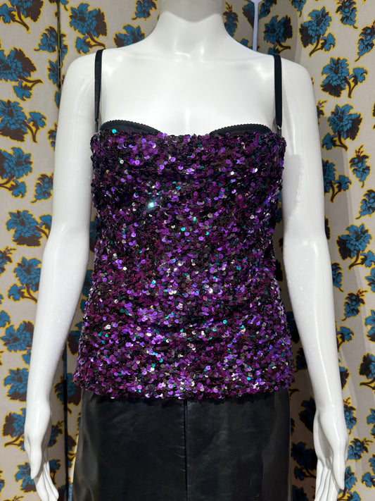 Dolce & Gabbana F/W 2000 Purple Sequin Bustier Top