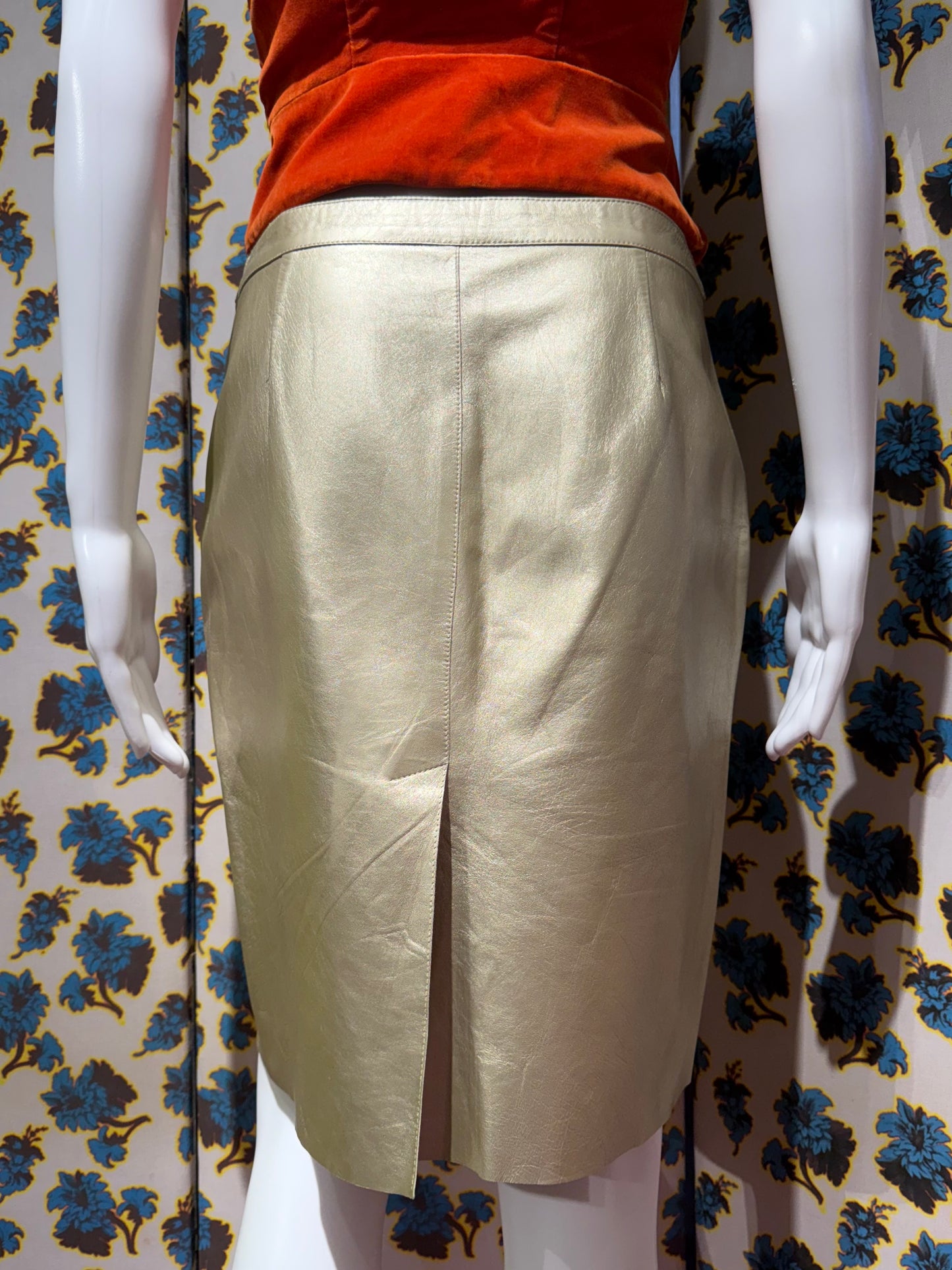Miu Miu S/S 2000 Gold Leather Skirt