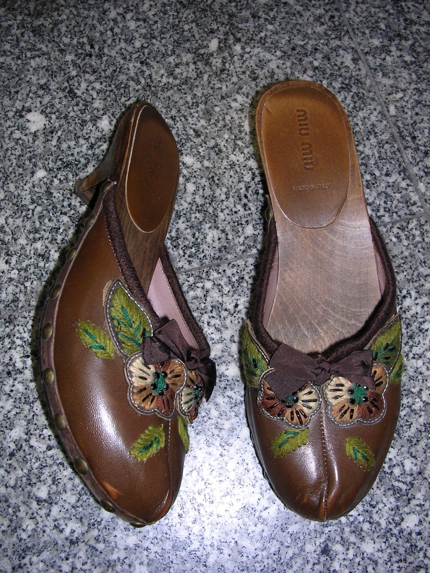 Miu Miu Embroidered Clogs 39