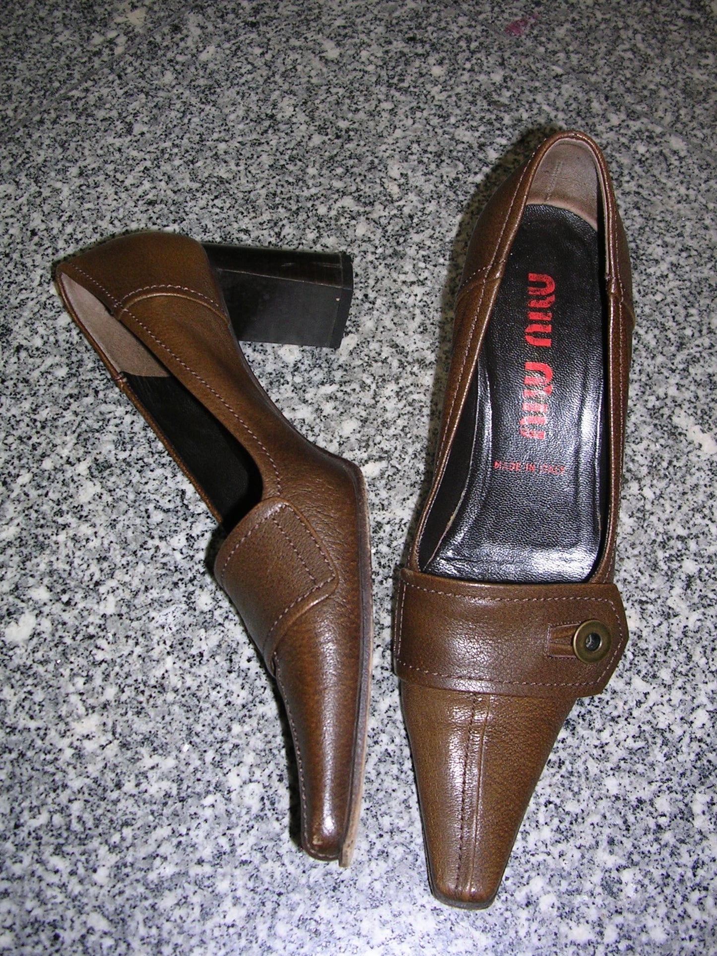 Miu Miu Brown Button Pumps 37.5