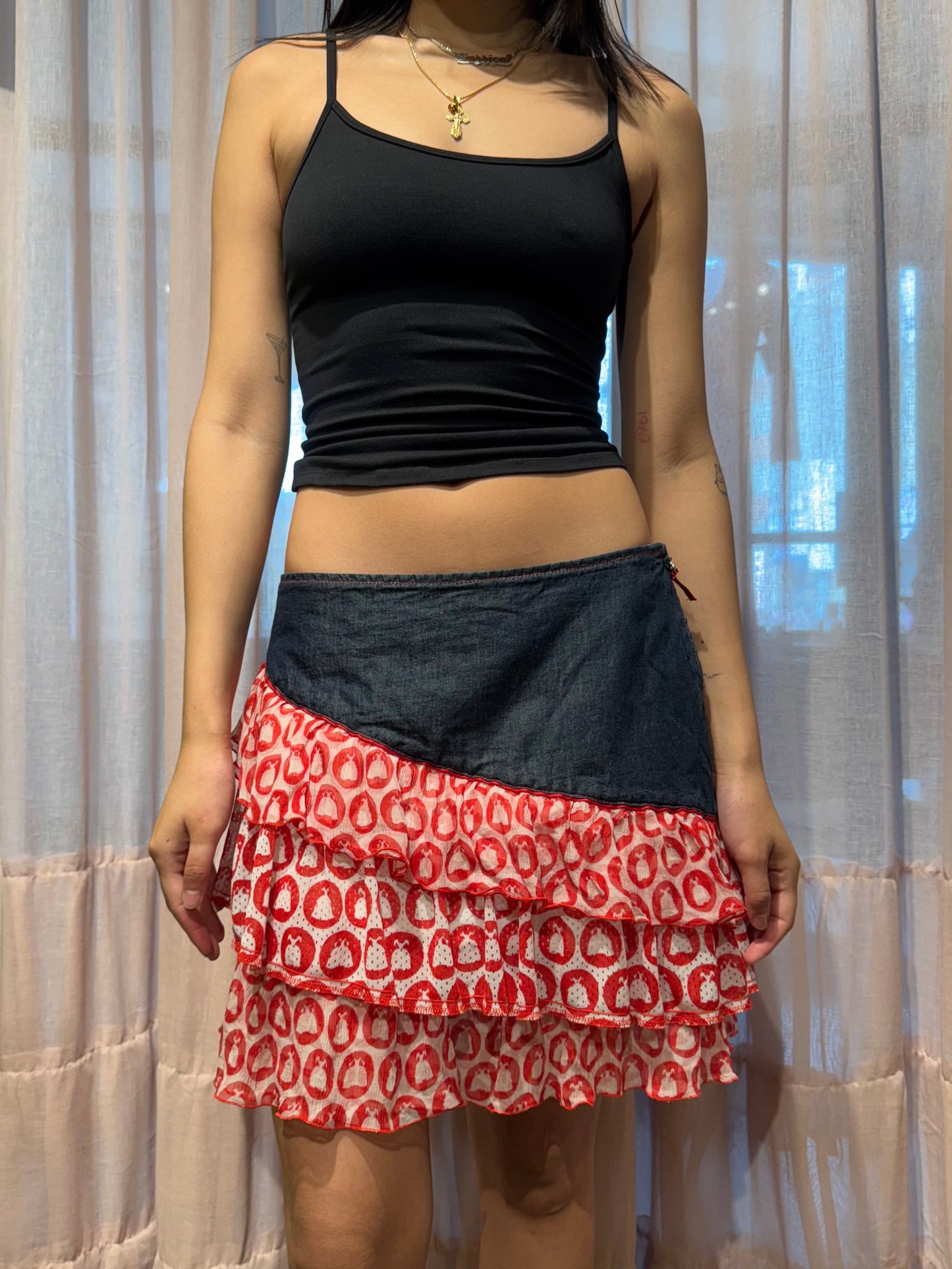 Voyage Passion Denim and Silk Skirt