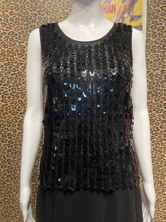 Y2K Black Sequin Knit Tank