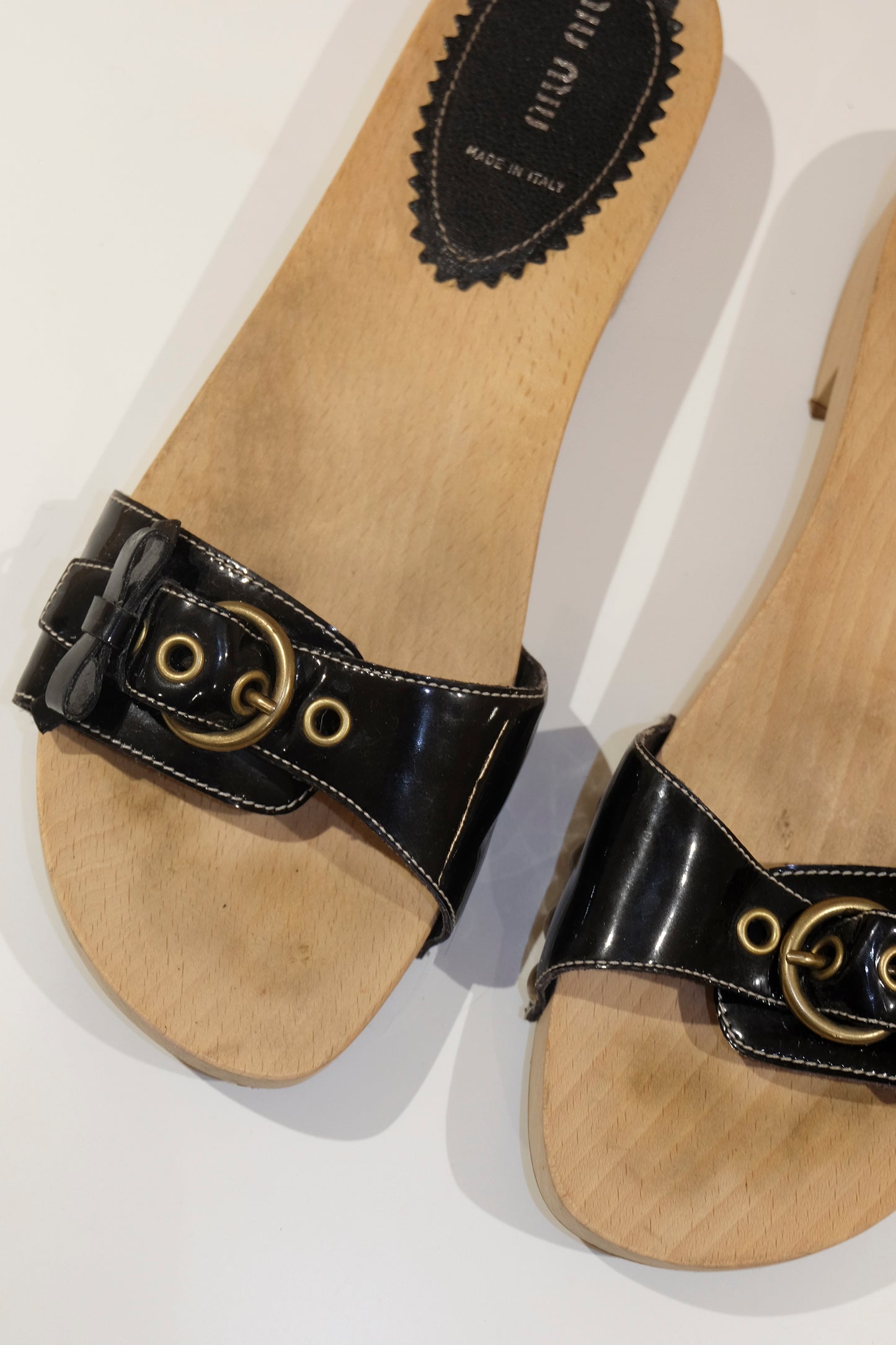 Miu Miu Black Wooden Clogs