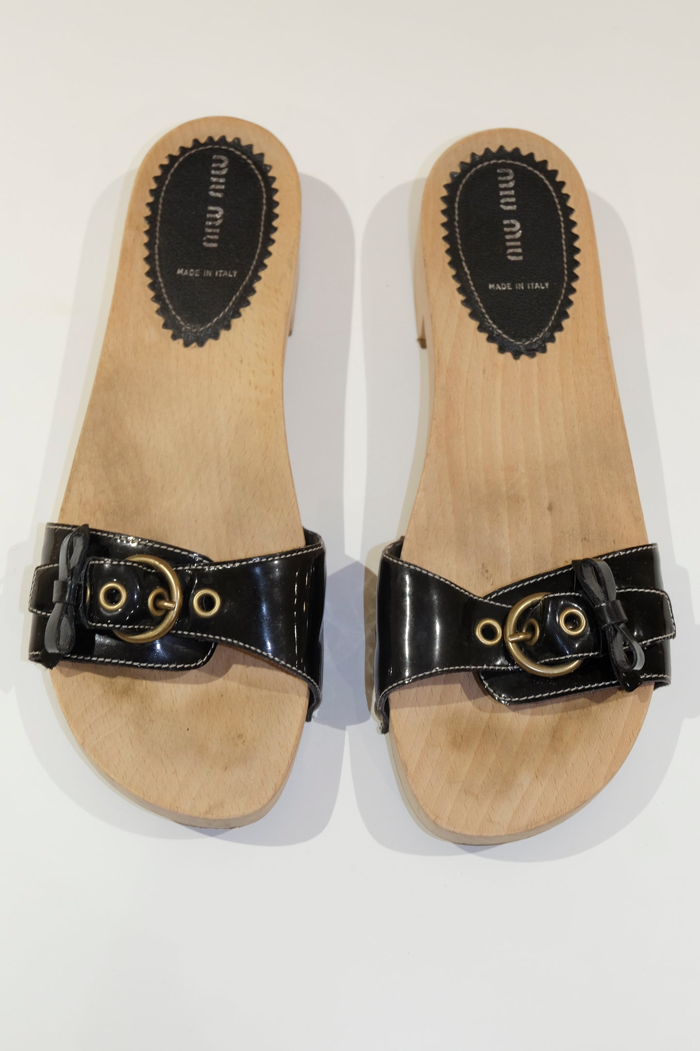 Miu Miu Black Wooden Clogs