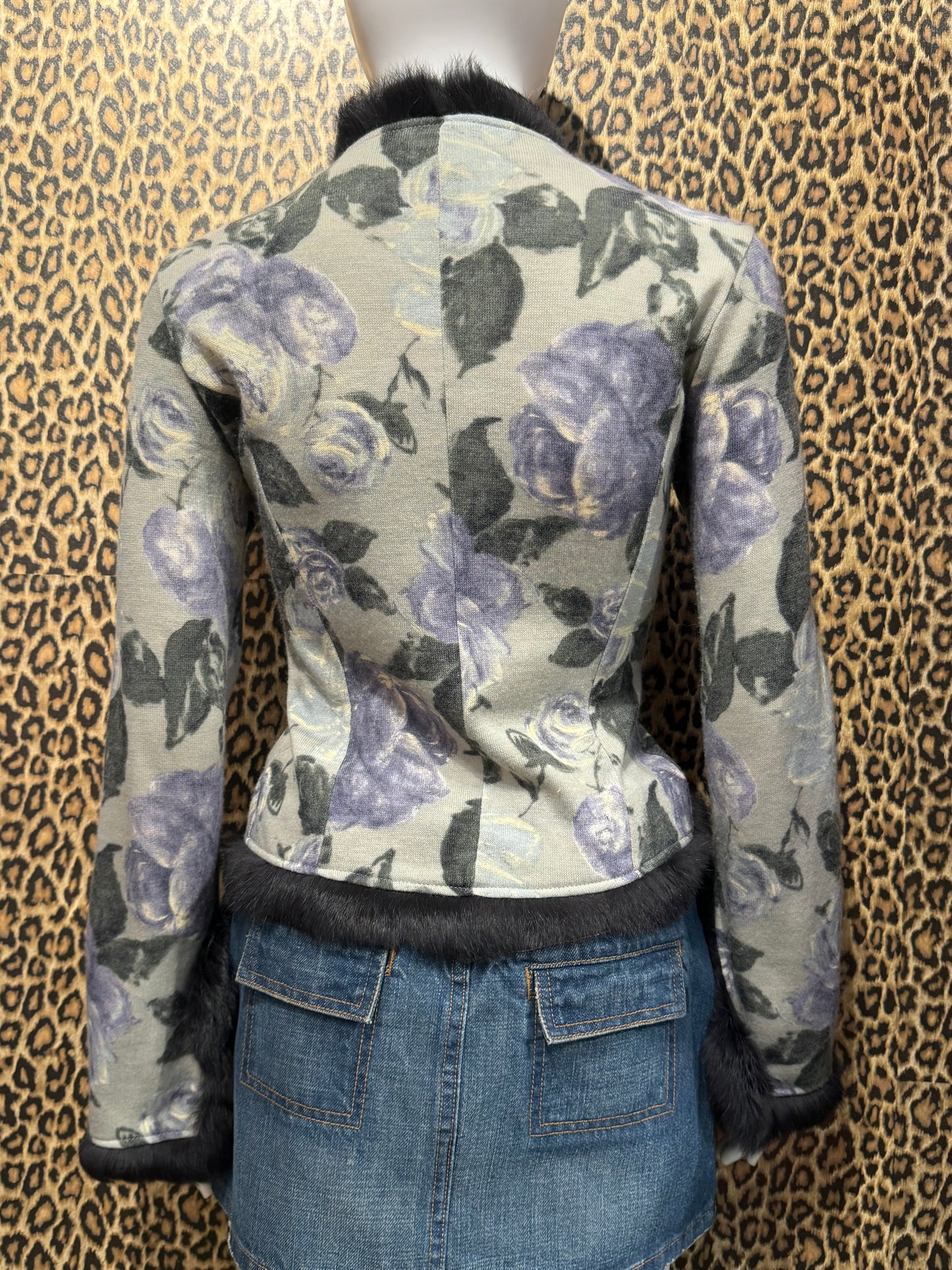 Lorena Conti Floral Fur Cardigan