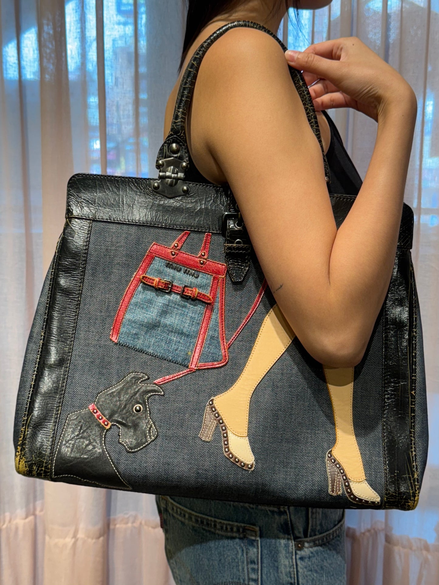 Miu Miu Cracked Leather Dog Bag