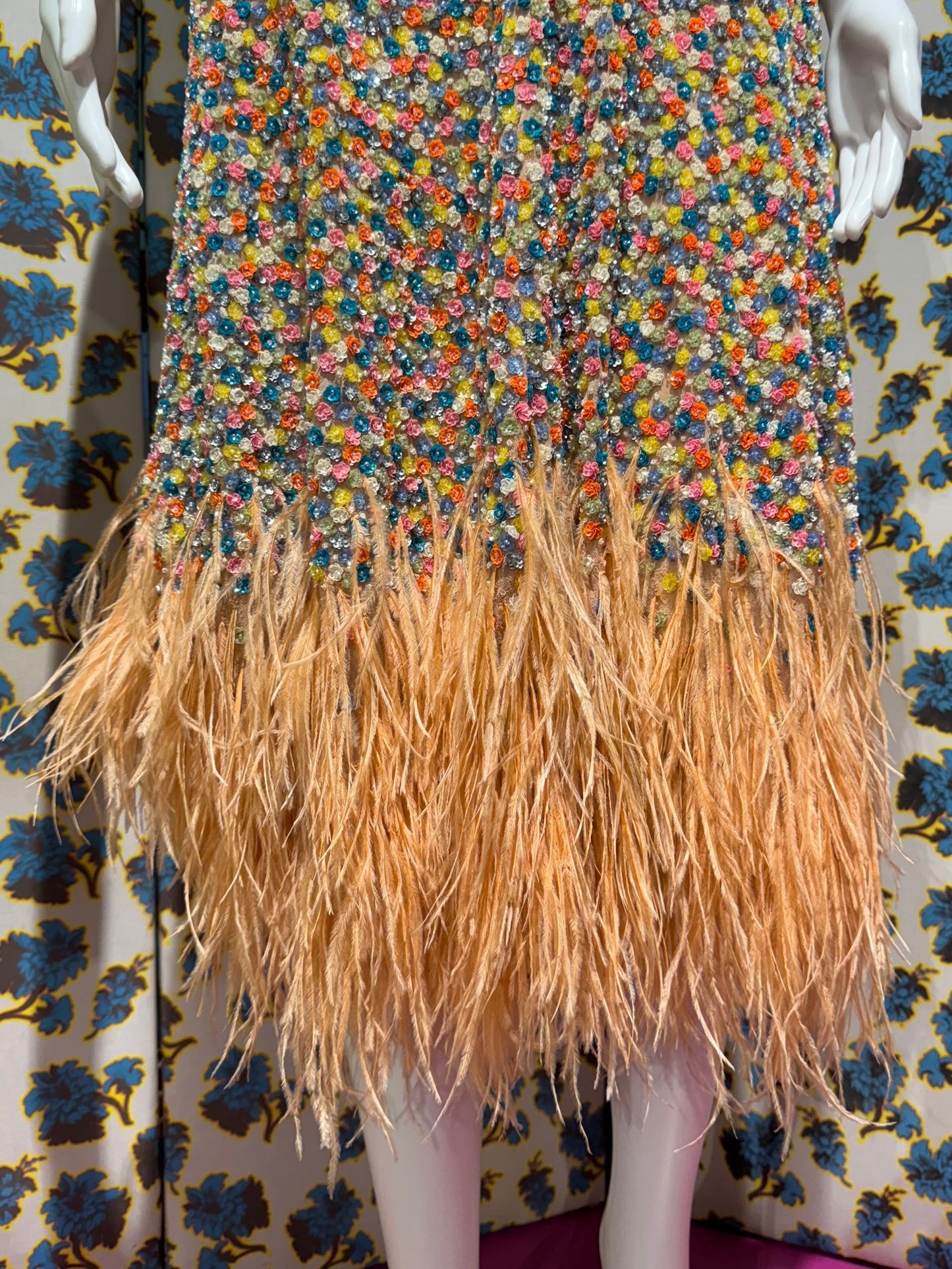 Tuleh S/S 2001 Sequin Ostrich Feather Dress
