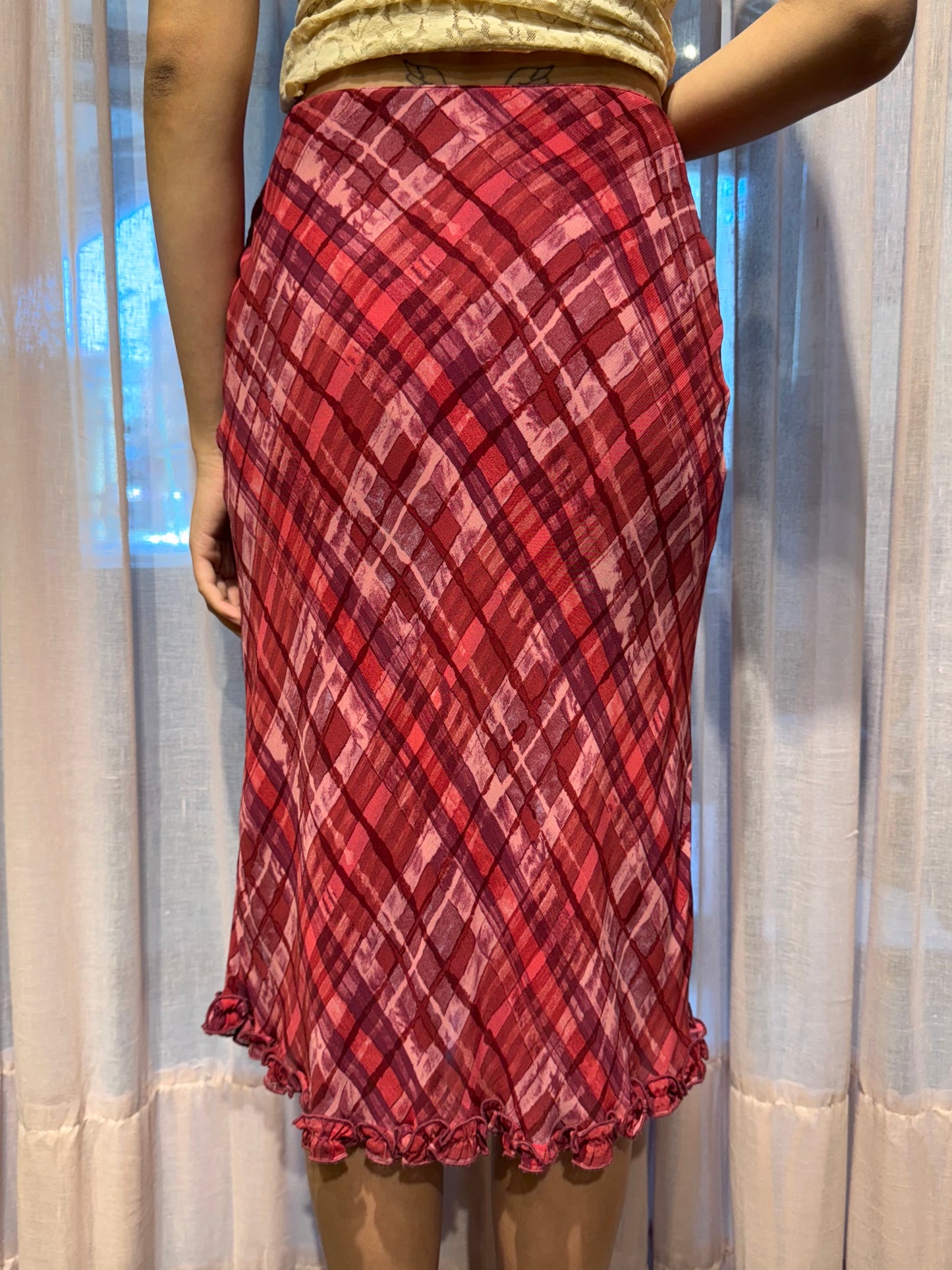 Blugirl Magenta Plaid Skirt